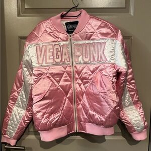 Steve Aoki Vega Punk Pink and White Bomber Jacket